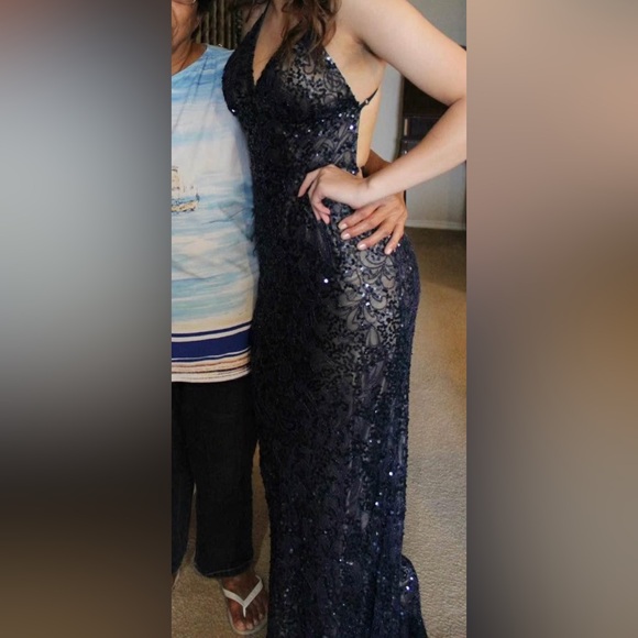 Navy Blue Scala prom dress -size 0 - Picture 1 of 4